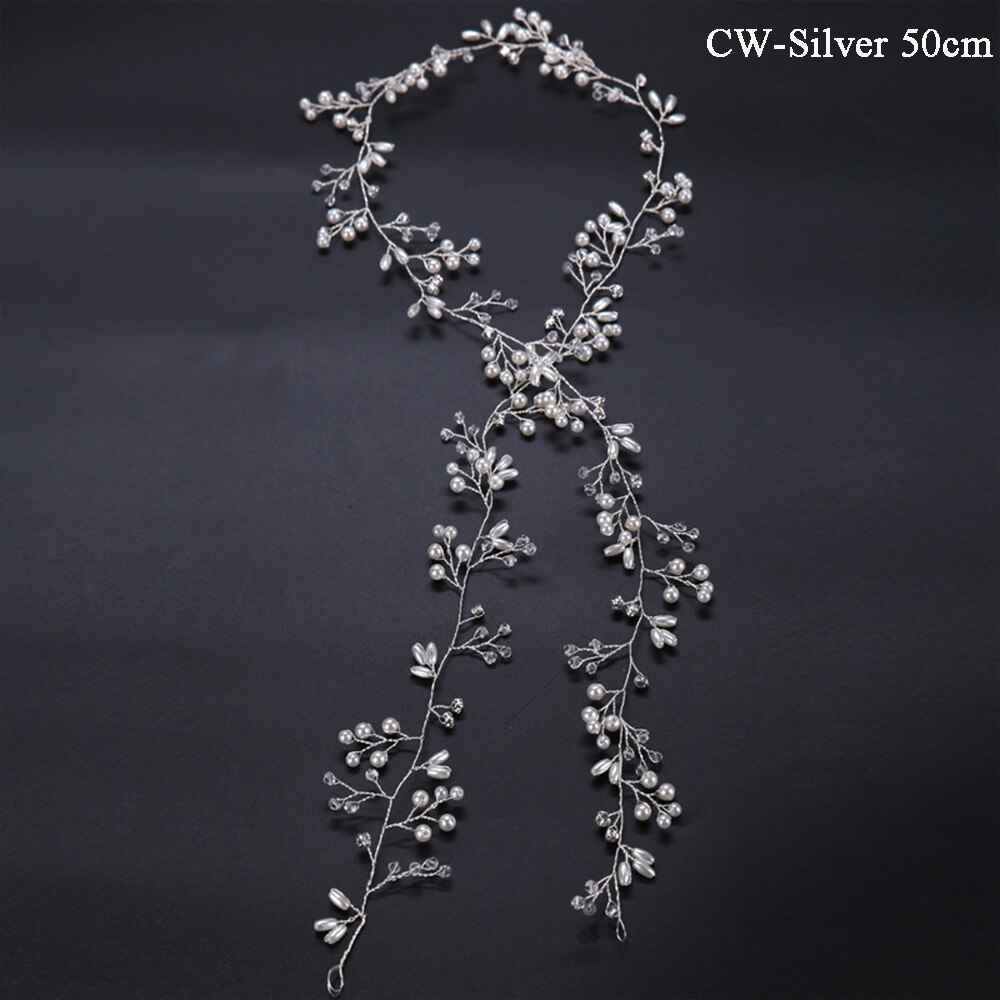 Traugel luxe gouden kristallen bruidskroon tiara's koningin voor vrouwen bruidskroon hoofddeksel bruidshaar sieraden accessoires: Cw - zilver 50cm
