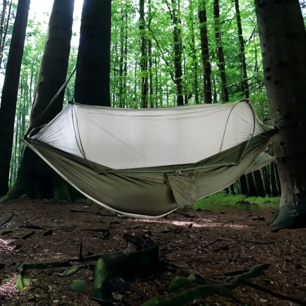 Hamaca portátil para acampar al aire libre para 2 personas, hamaca de jardín con mosquitera, muebles de exterior, cama, tienda de dormir