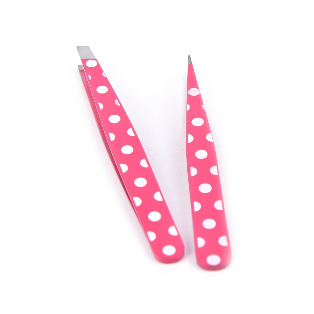 2 unids/set de pinzas para depilación de cejas, pinzas para cejas, herramientas de maquillaje de belleza, pinzas de acero inoxidable con puntos rojos