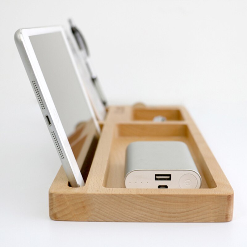 Houten Tafel Opbergvak Micro Telefoon Ipad Houder Opbergdoos Voor Home Hotel Receptie Studeerkamer Slaapzaal Woondecoratie