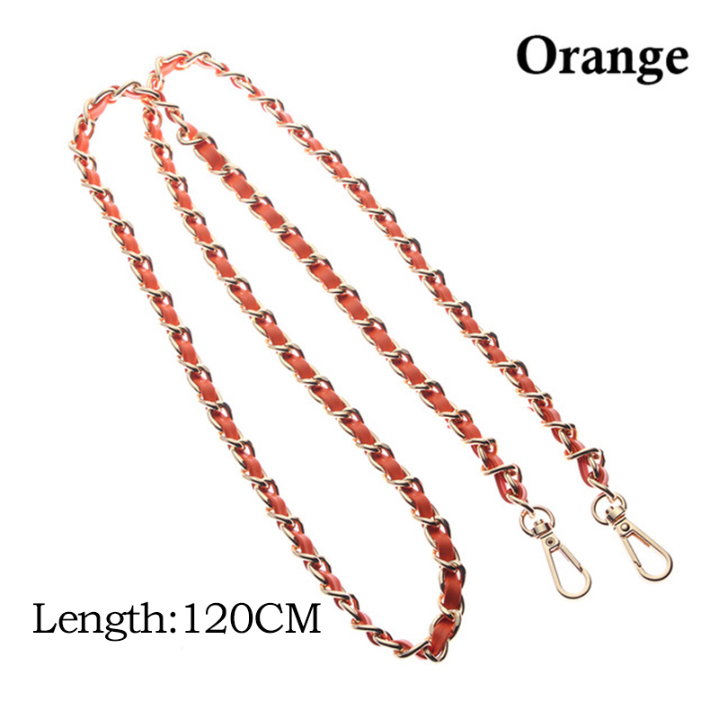 120cm Women PU + Chain Bag Straps 10 Colors Ladies Handbag & Shoulder Bags Bag Belt Handles: Orange