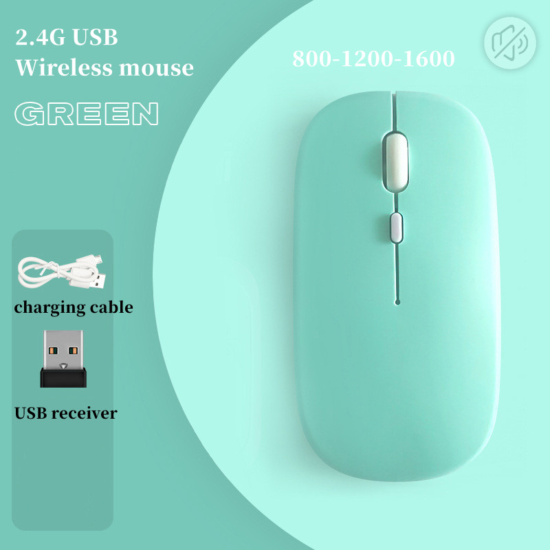 Bezprzewodowa ładowalna mysz do komputera Laptop, bezprzewodowa mysz Slim Mini Noiseless, myszy 2.4G do domu/biura: Różowy