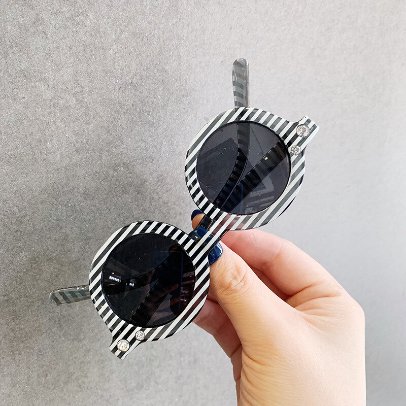 Pink runde børnestribede solbriller børnebriller baby solbriller gg til piger drenge gafas de sol mujer