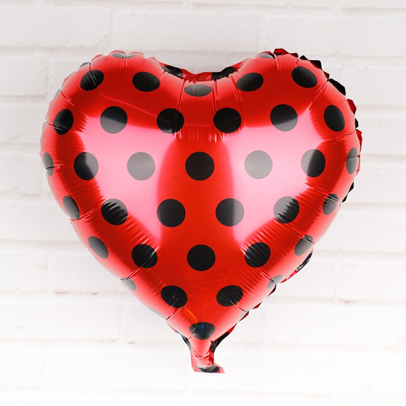 18 tommer mariehøne sort rød hvid polka dot hjertefolie balloner fødselsdag bryllupsdag fest dekorationer helium globos 5 stk