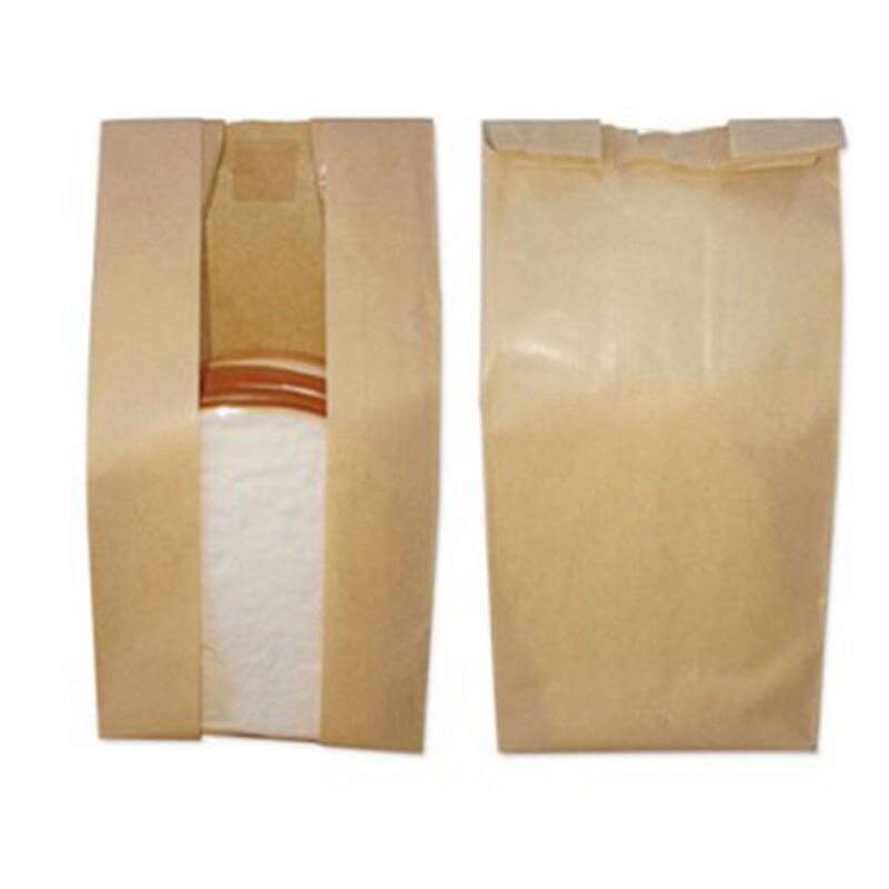 50Pcs Kraft Paper Bread Clear Avoid Oil Packing Toast Window Bag Baking Takeaway Food Package Cake Bag Party: Default Title