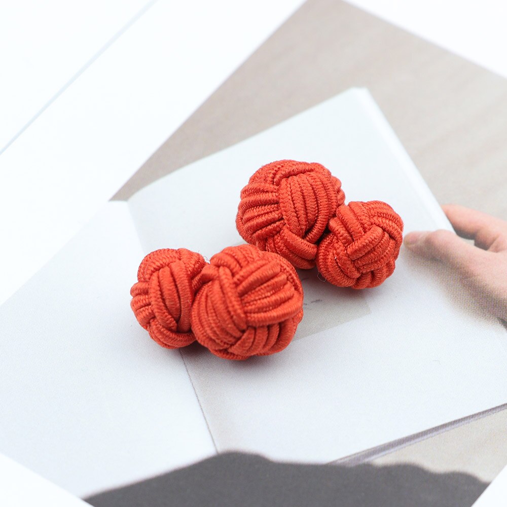 Gemelos con nudo de seda para hombre, gemelos con nudo de seda en colores sólidos, DIY, trenzado, hecho a mano, cuerda doble elástica, manguito de bola, de Novela: 22