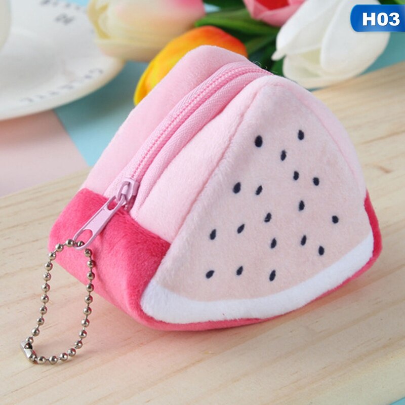 Mini 3d frutas em forma de moeda bolsa para as mulheres titular do cartão de crédito chave saco de dinheiro feminino zíper bonito pequeno carteira bolsas de moedas sac femme: H03