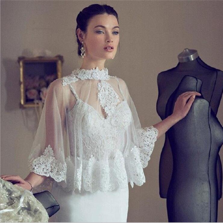 Kant Zoom Wedding Party Shawl Ivoor Bruid Wrap Bolero Witte Bruids Jas