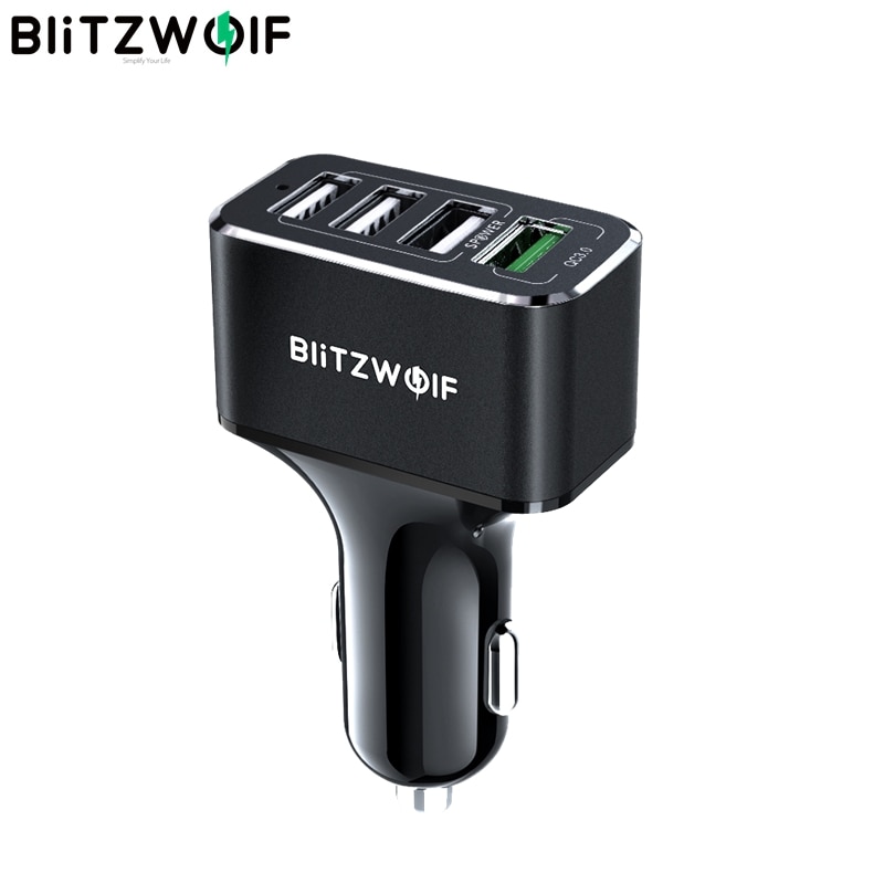 BlitzWolf USB Auto Ladegerät 4 USB Häfen 50W QC 3,0 Schnelle Ladung Für praktisch TDC 12V-24V Für iPhone X XR Xs Für Xiaomi Mi8