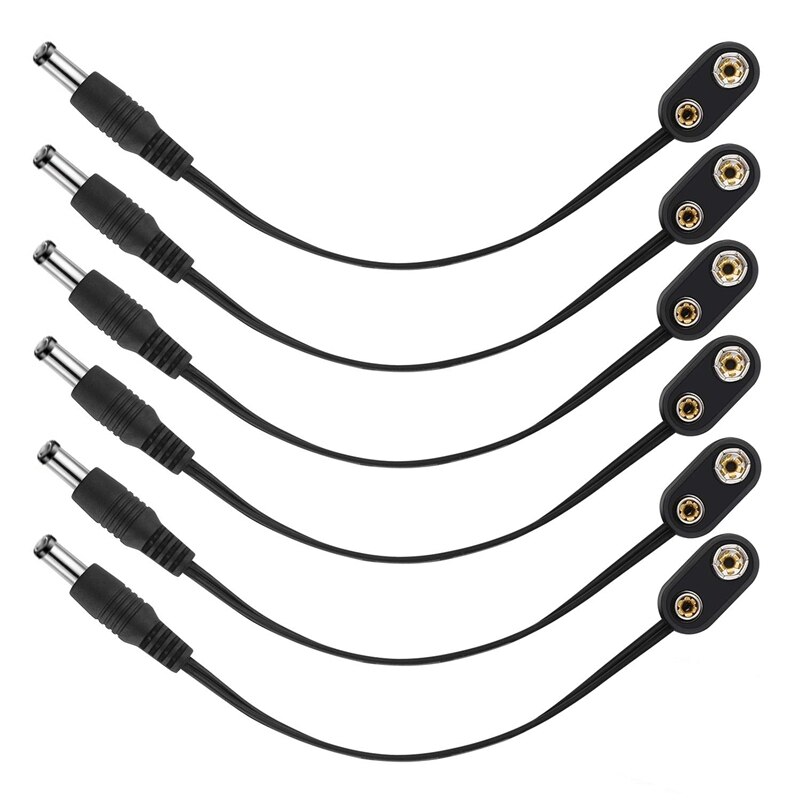 Cable de alimentación de Pedal de guitarra, conectores de batería de 9 voltios, Clip de batería de 9 V, fuente de alimentación Para pedales de guitarra, 6 piezas,: Default Title