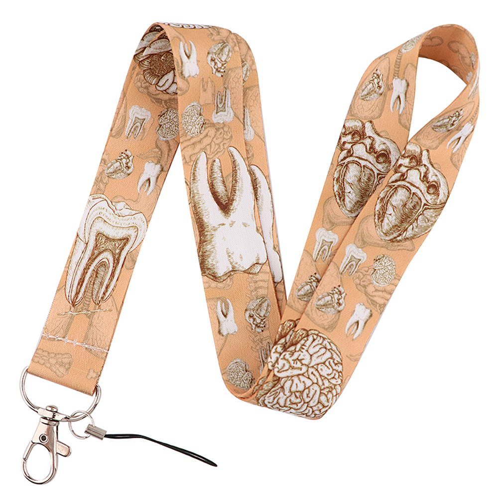 Nyckelband för mänskligt organ tandvård tandläkare halsrem kort id-korthållare nyckelring nyckelring tillbehör läkare sjuksköterska: Elfenben