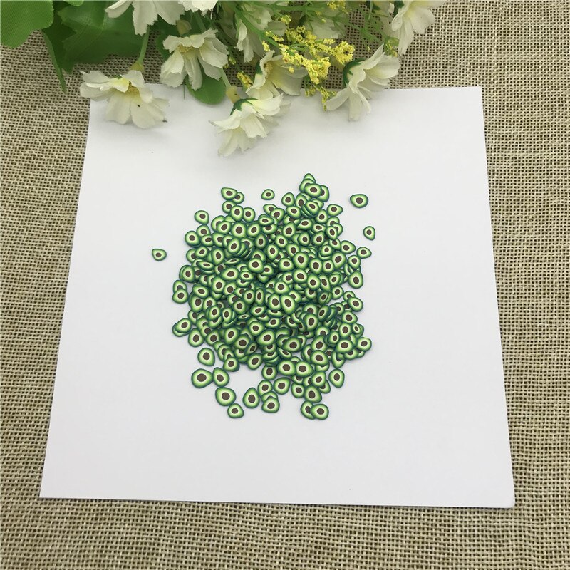 Aguacate de resina para uñas, 20g, 5mm, accesorios de arcilla polimérica para manualidades, álbum de recortes, lentejuelas, batidos de papel