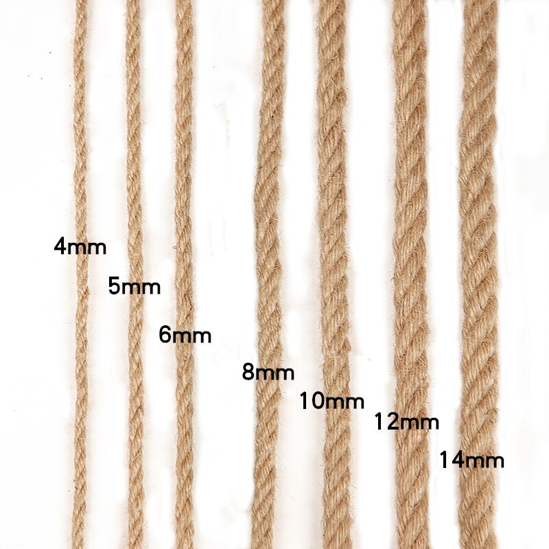 Hilo de Yute Natural de 1-14mm, cuerda de yute Vintage, arpillera para manualidades DIY, envoltura de , decoración de y boda, 1-100M