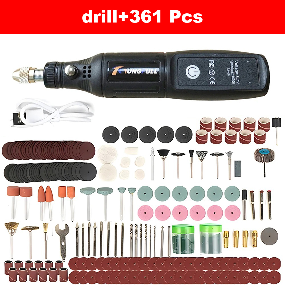Bezprzewodowa mini wiertarka ręczna USB Mini wiertarka elektryczna narzędzie obrotowe obróbka drewna grawerowanie pióro Dremel narzędzia do biżuterii metalowe szkło: Zielony/czarny