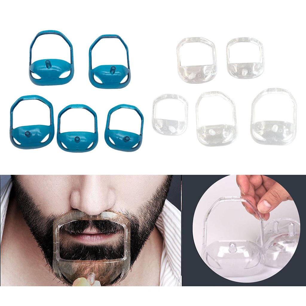 Paquete de 10 plantillas para modelar bigote, Barba, goatí, transparente + azul