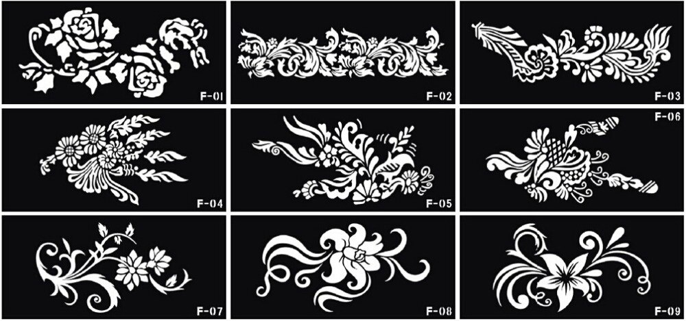 10 vellen tijdelijke tattoo sjabloon arabisch tattoo schilderen stencil henna big size 18.5x9.5 cm multi patronen voor kiezen