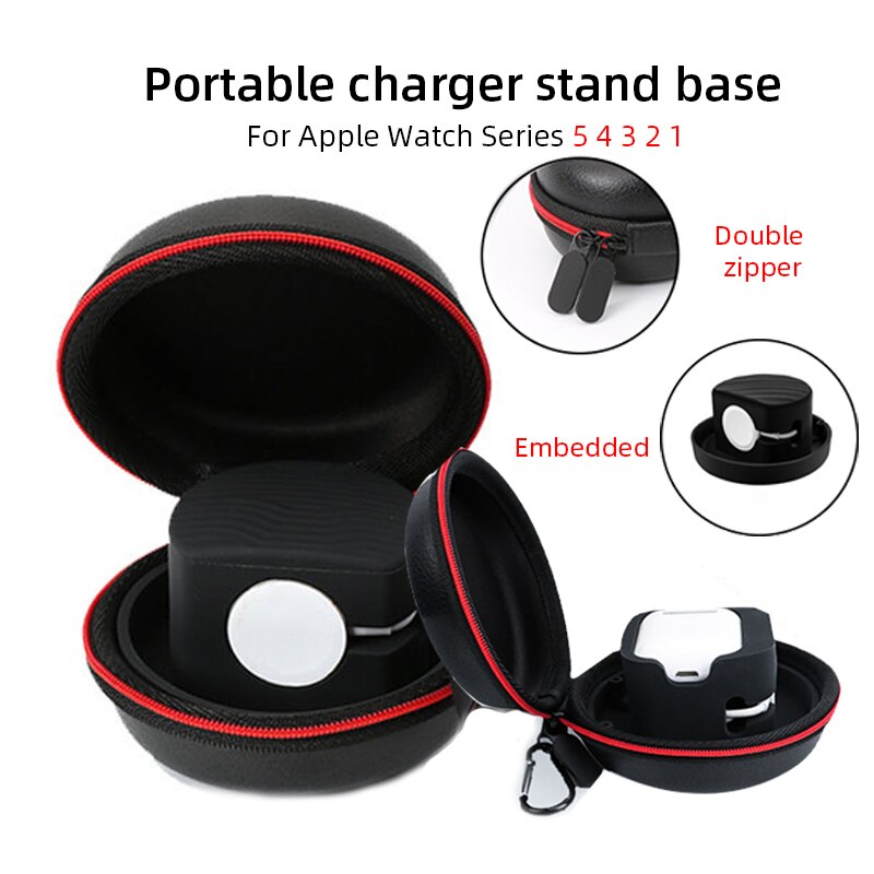 Draagbare Oplader Stand Base Voor Apple Horloge Serie 5 4 3 2 1 Travel Hard Beschermende Voor Airpods Tas Opslag cover Rits Doos