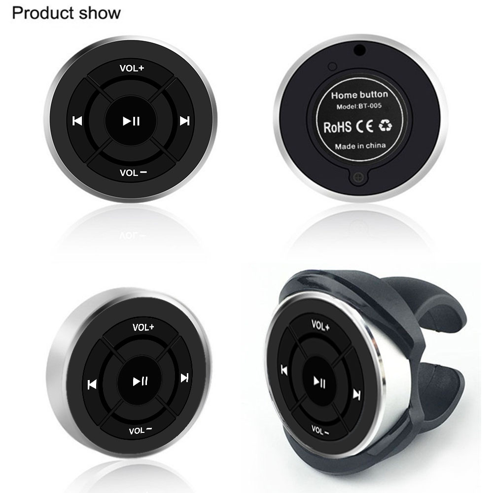 Draadloze Bluetooth Afstandsbediening Auto Stuurwiel Motorcycle Fietsstuur Media Knop voor iPhone voor Samsung Android Telefoon