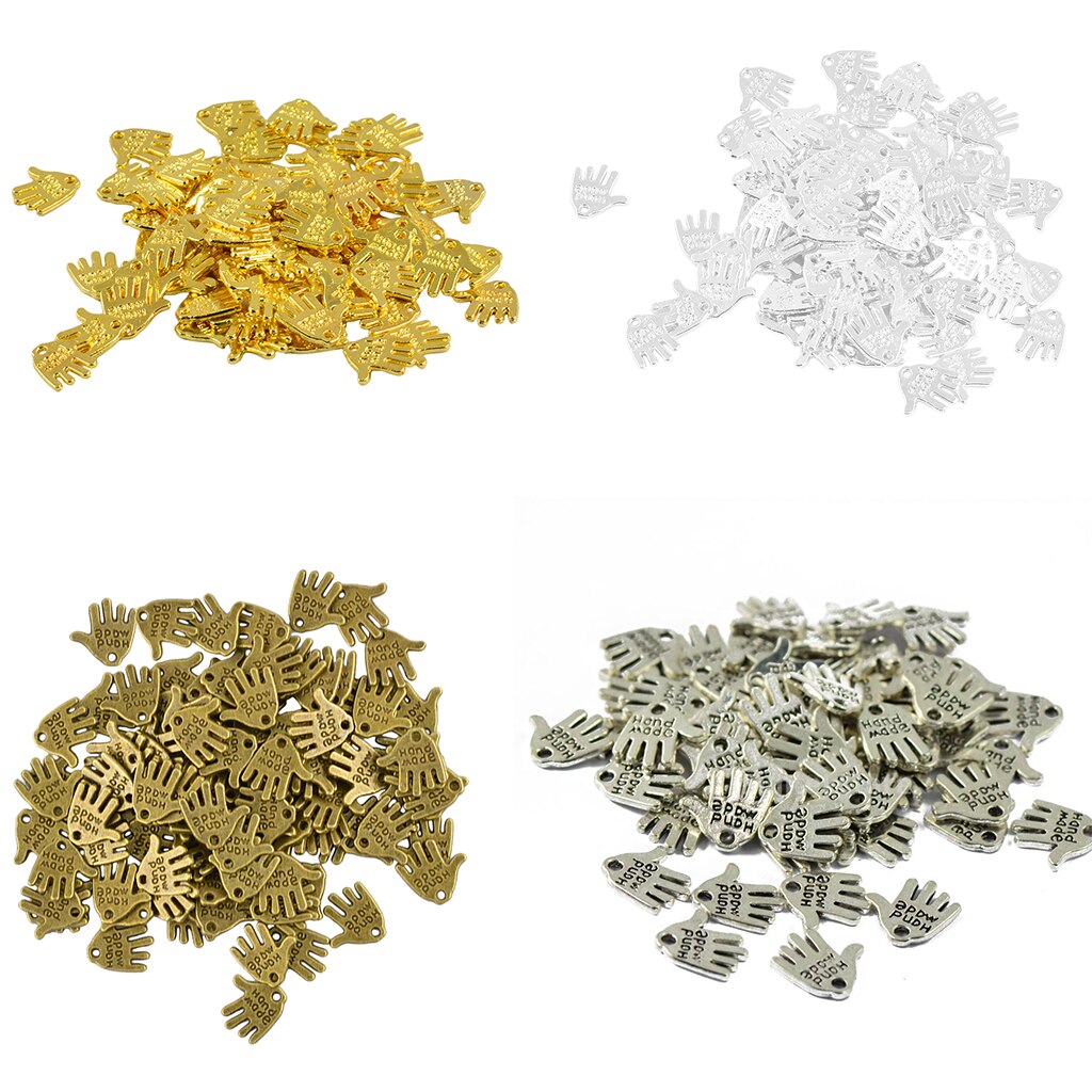 200 Stuks Hand Gemaakt Label Hand Palm Vinger Vormige Charms Hanger Bevindingen