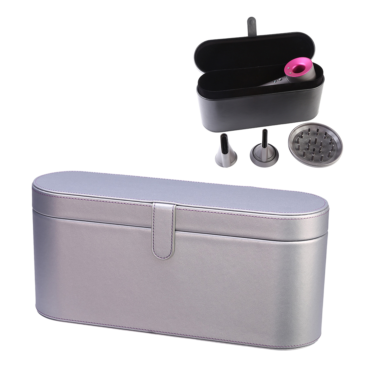 Portable PU Hair Dryer Storage Box for HD03 Dyson Supersonic Hairdryer Fits Accessories Air Brush Organizer: Silver