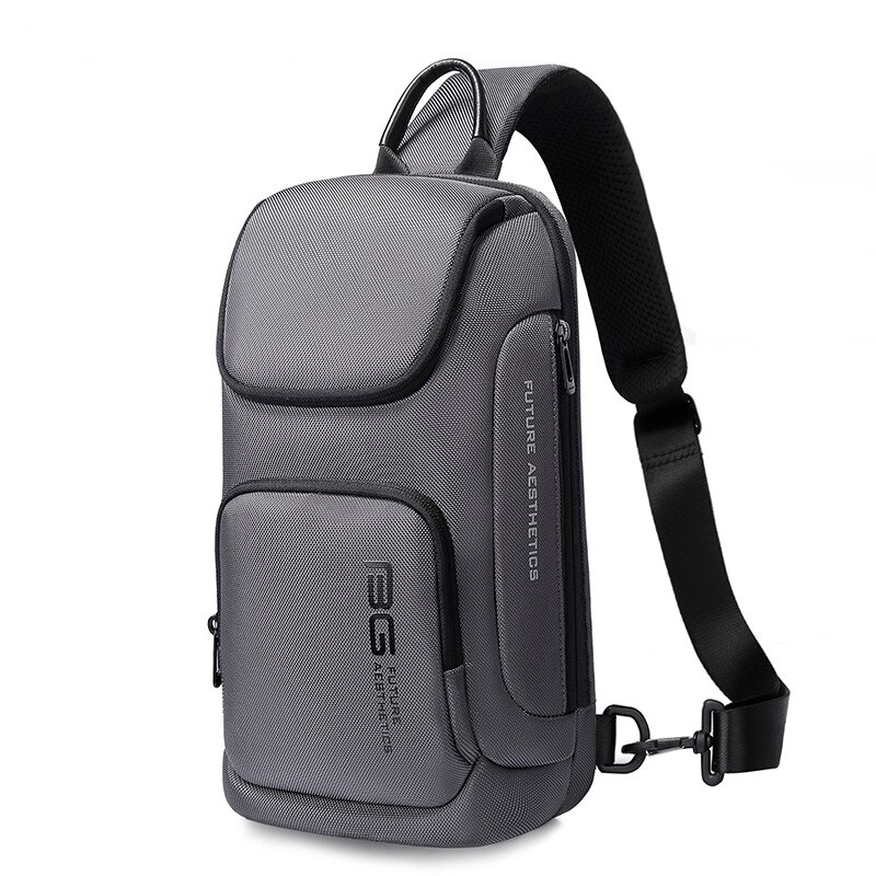 Upgrade Carbon Fiber Streamline Anti-Theft Sling Bag Multifunction Men Chest Bag Male Waterproof Messenger USB Crossbody Bag: Type B Gray