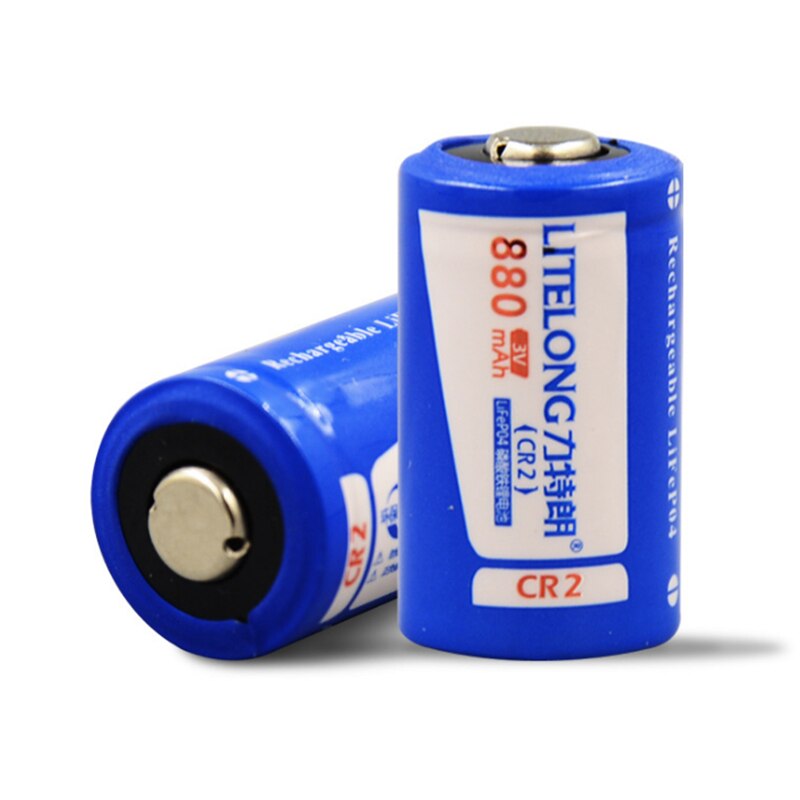 2pcs/lot 3V 880mAh CR2 rechargeable battery 3V rechargeable lithium battery camera battery