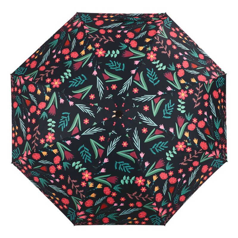 Umbrella Women's Automatic Rain and Sun Dual-purpose Three Folding Umbrella Student Sun Protection Uv Umbrella