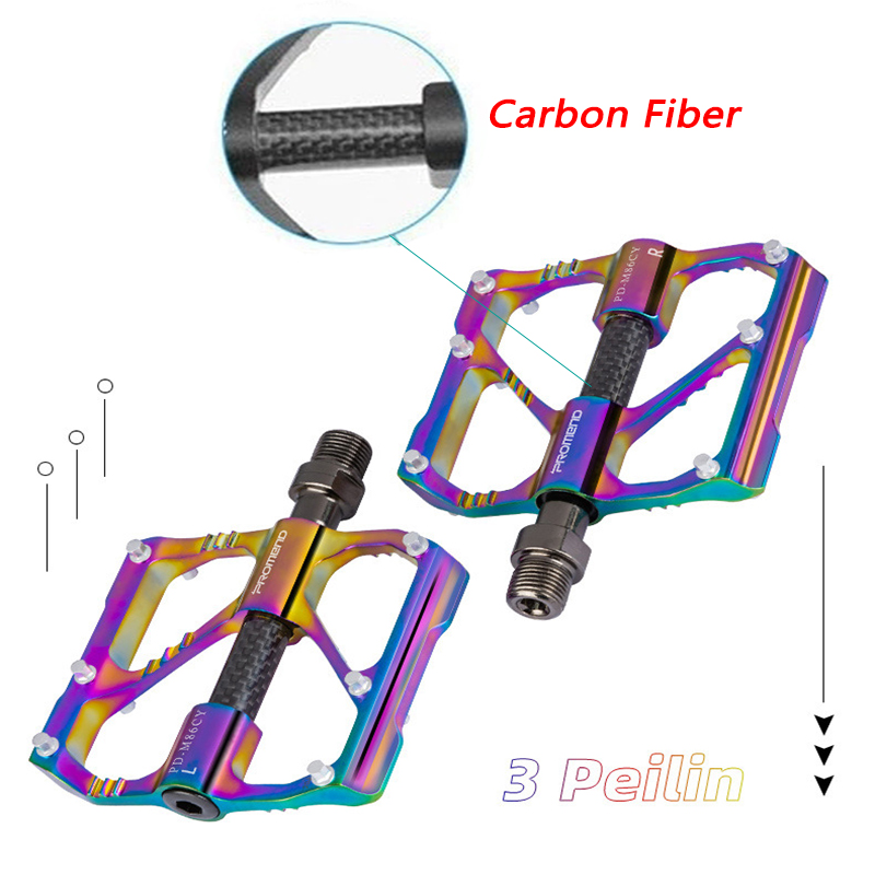 Promend Mtb/Racefiets Kleurrijk Koolstofvezel Pedaal Anti-Slip Ultralichte Mountainbike Big Foot Pedalen 3 Lagers Pedaal Vtt