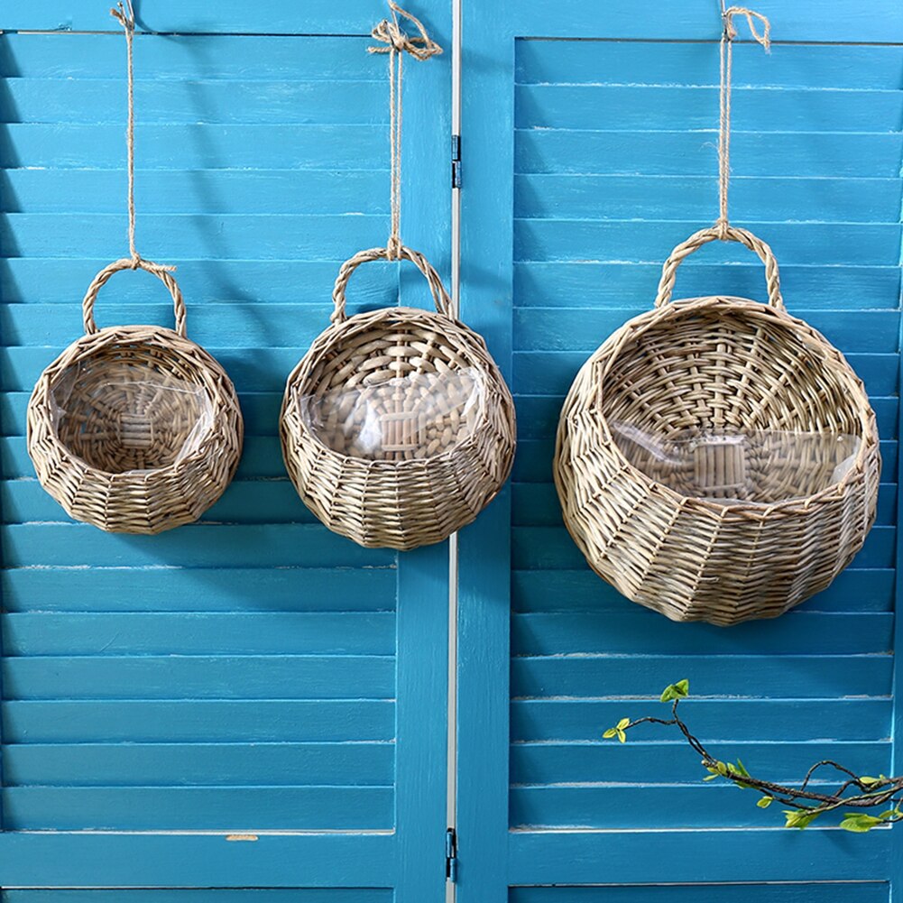 Garden Wall-mounted Flower Basket Small Large Size Handmade Basket Wicker Rattan Flower Basket Hanging Vine Pot Planter
