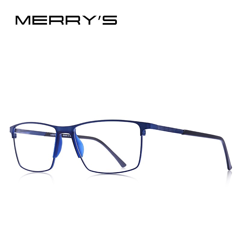 MERRYS Men Titanium Alloy Glasses Frame Business Style Male Square Ultralight Eye Myopia Prescription Eyeglasses S2170: black