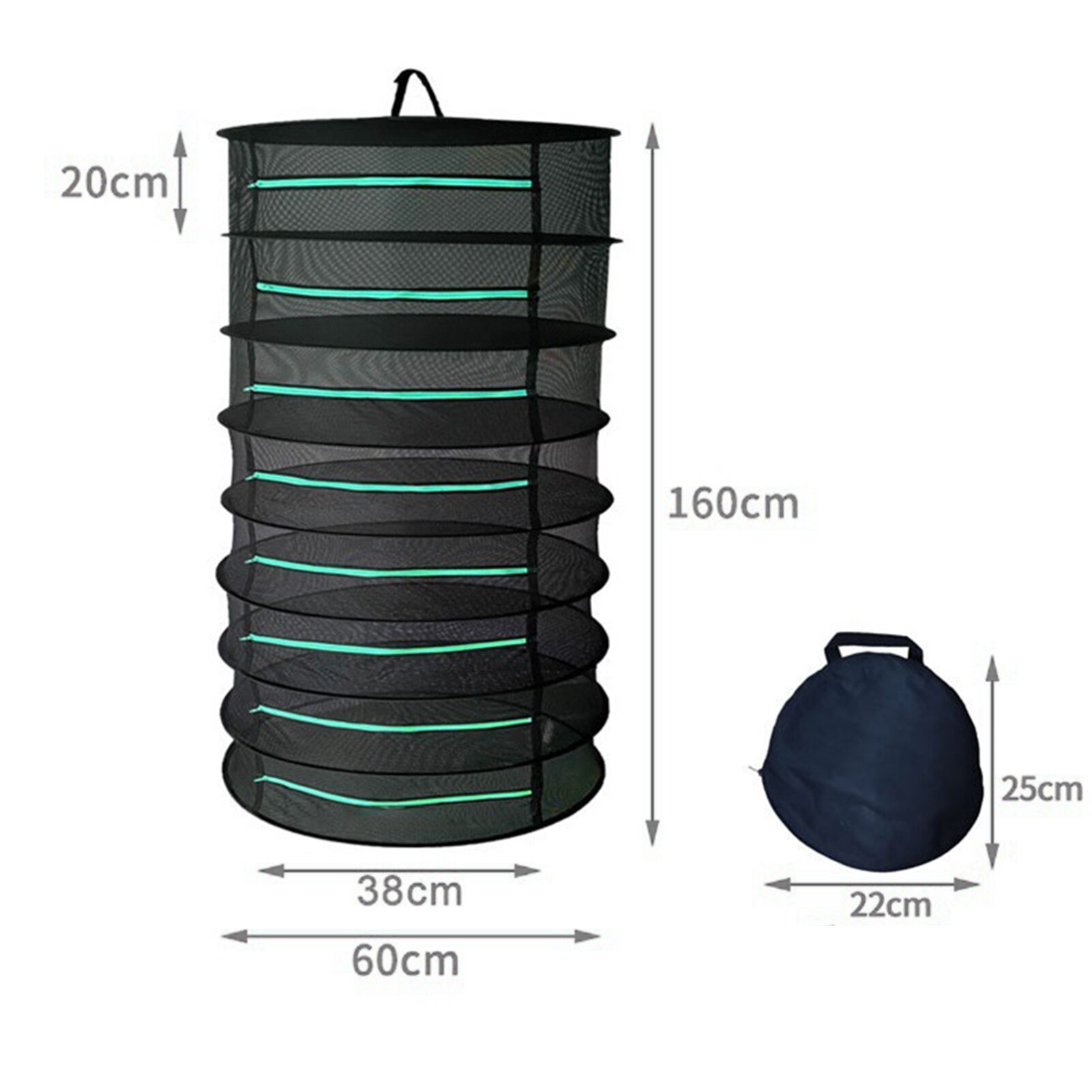 Opvouwbare 4 Lagen Drogen Netto Visnet Droogrek Opknoping Groente Vis Gerechten Droger Netto 35X35X65cm Pe Hanger Vis Netto: 8