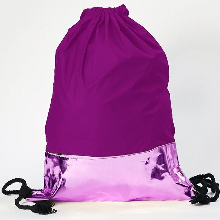 Mochila Bolsa tipo saco con cuerdas para mujer nueva femenina con apliques de polipiel impermeable: Rosa