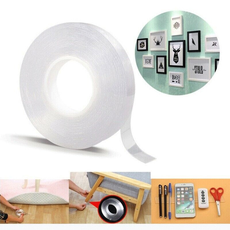 1/2/3 m Super Double Sided Tape Strong Adhesive Glue Transparent No Traces Sticker for Home Car Bedroom Garden