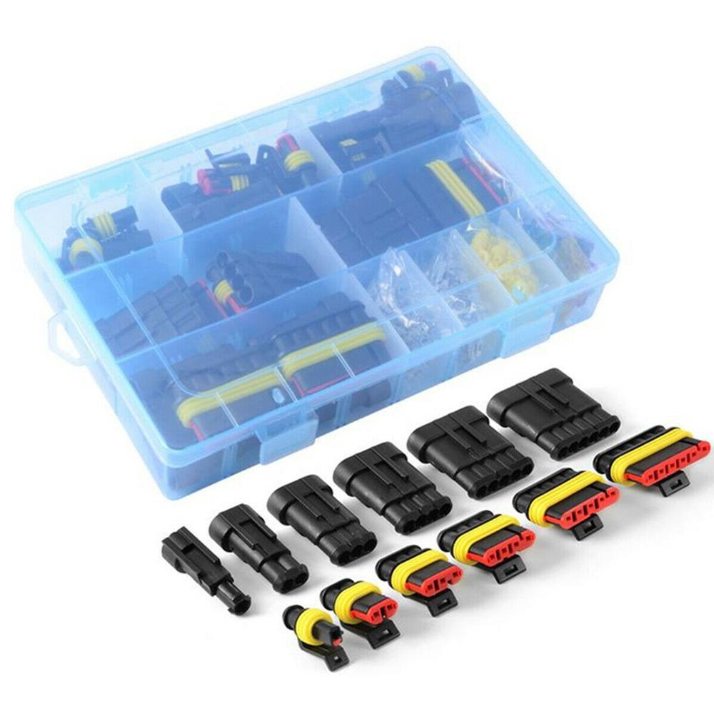 240Pcs 1-6 Pin Car Electrical Wire Connector Plug Terminal+Mini Blade Fuses Kit