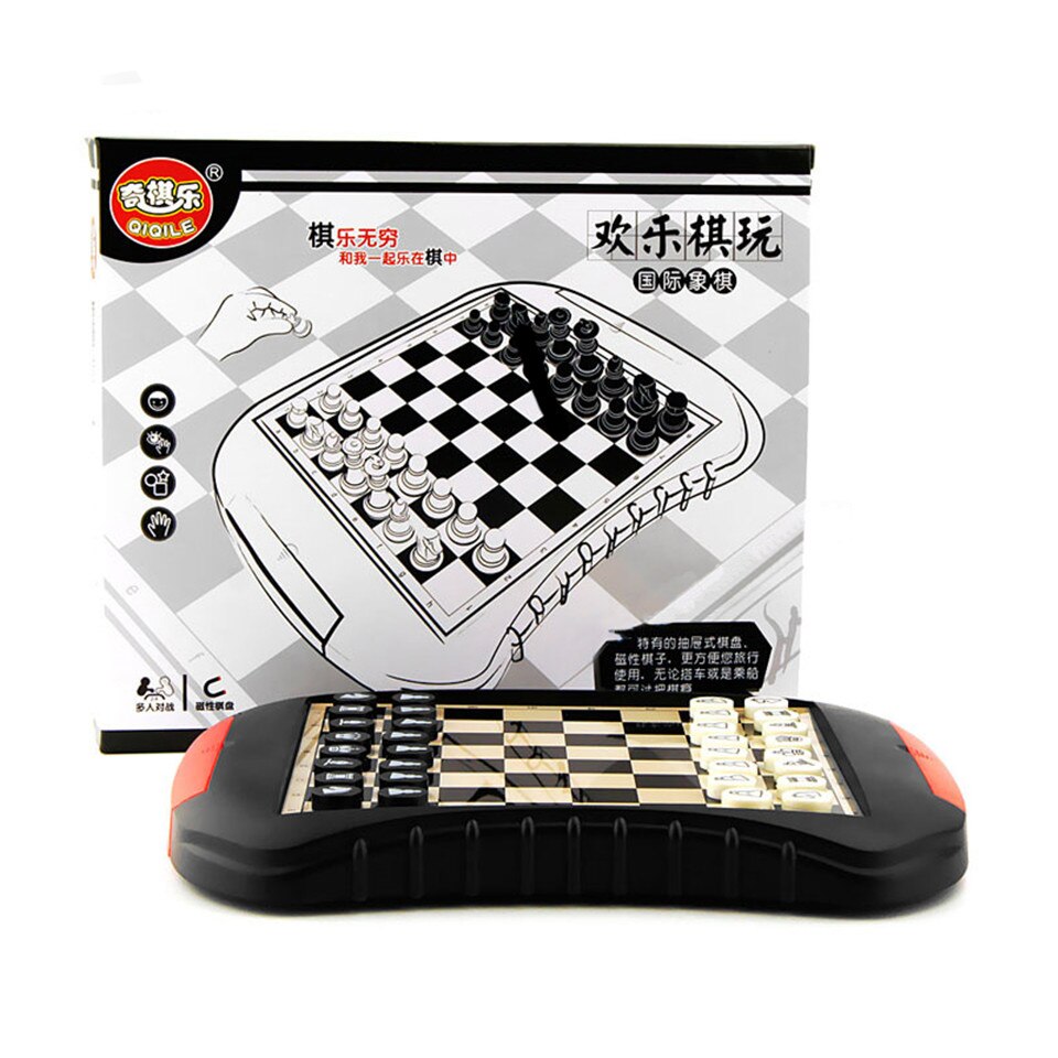 Plastic Chess Pieces Set Chessman Portable Chess Game Magnetic Chess Pieces No Folding Box Chessboard Souptoys Toys I30