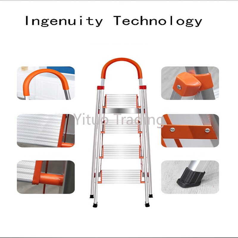 Aluminum Alloy Household Ladder Thickened Step Ladder Folding Escalator Stairs Stainless Steel Herringbone Stepladder DG003A
