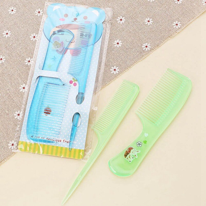Bebê 2 Pçs/set Escova Pente Pente Escova de Cabelo Bonito Da Menina do Menino Crianças Suave e Gentil Definir Recém-nascidos Conjuntos Dos Desenhos Animados Pente de Plástico Anti-estático