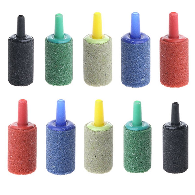 Cilindro de estanque de Acuario, piedra de aire de burbujas, difusor de aireación de tanque de peces, W2 10, 10 unids/set/juego
