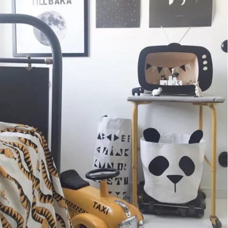 Panda sac de rangement panier bébé enfants jouet vêtements toile panier à linge sac de rangement peut se tenir Nappy Bin maison seau de stockage