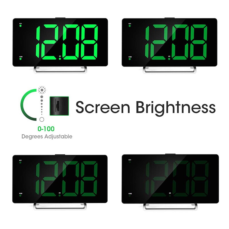 Large Alarm Clock 9 Inch LED Digital Display Dual Alarm with USB Charger Port 0-100 Dimmer for Seniors Simple Bedside Big Number