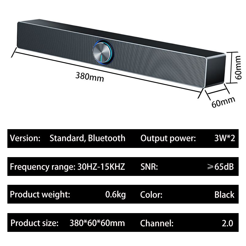 V-193 Tv Geluid Bar Aux Usb Bedrade En Draadloze Bluetooth Home Theater Fm Radio Surround Soundbar Voor Pc Tv computer Speaker