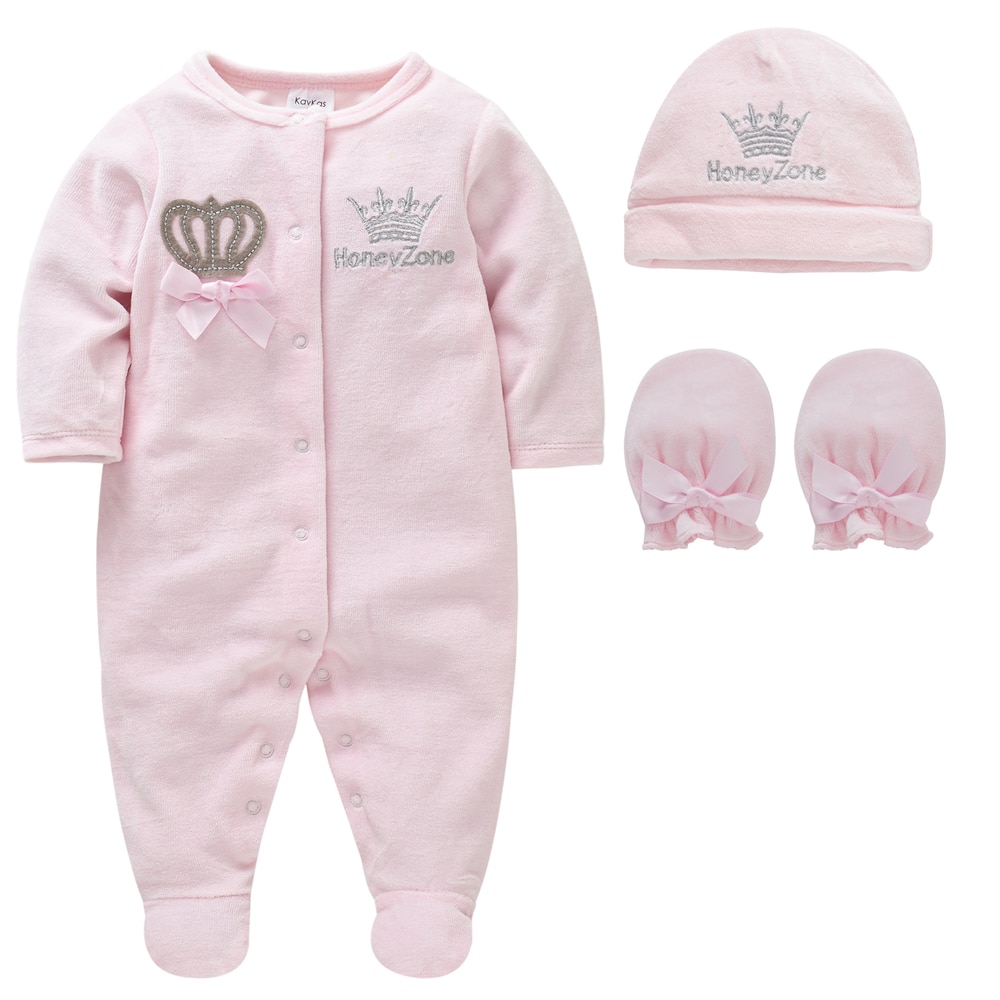 3 uds. De Pijamas para bebé y niña, con gorros, guantes de algodón, transpirables, suaves, para recién nacidos, Pjiamas