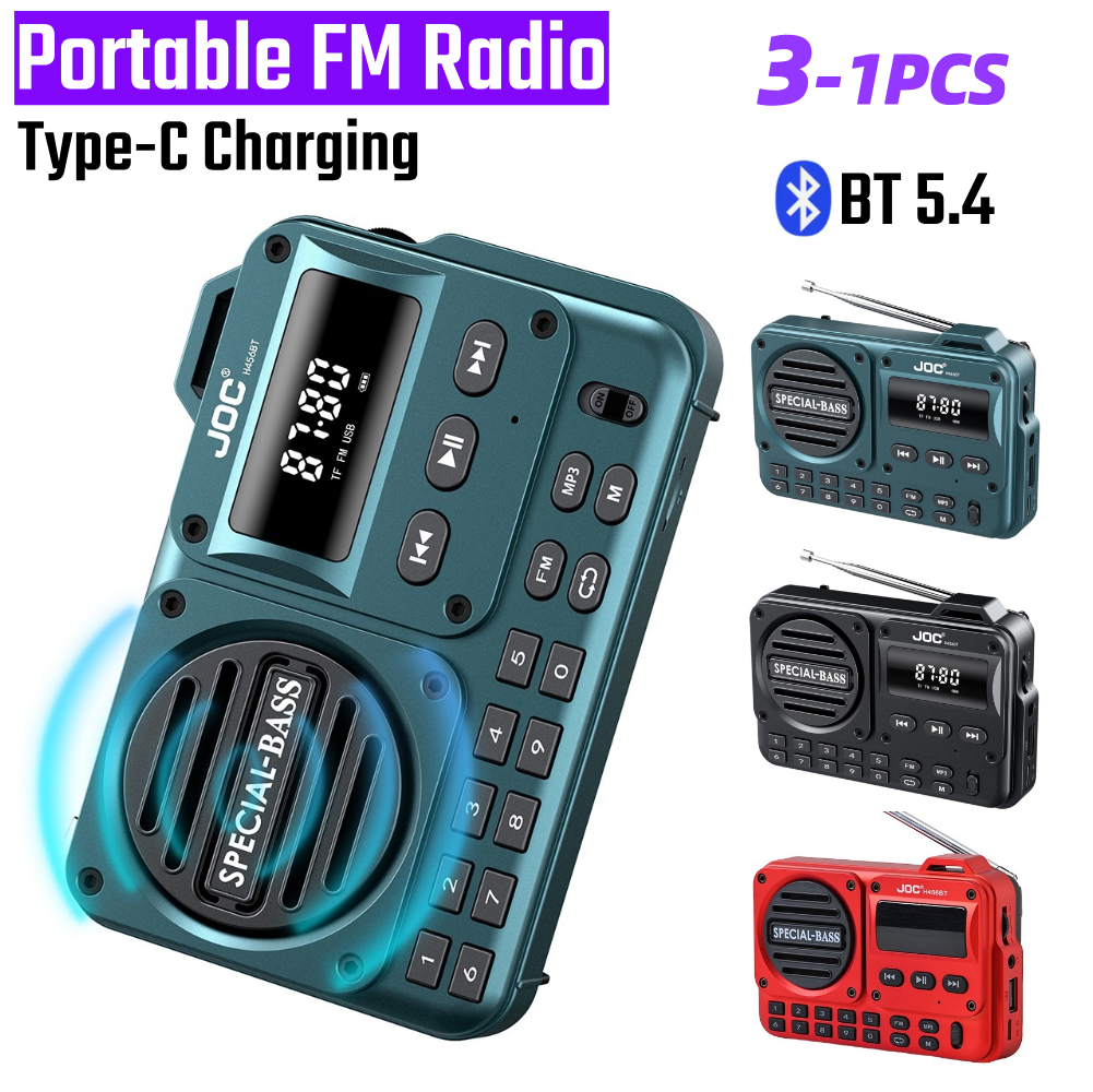Portable Digital FM Radio Rechargeable BT 5.4 Radio Recorder with LED Display High Sound Speaker FM Frequency 87.5-108