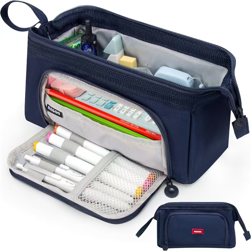 Back To School Pencil Case Large Capacity Student Stationery Case Pencil Bag High Value Cosmetics Bag Multi-function Pencil Case: Burgundy