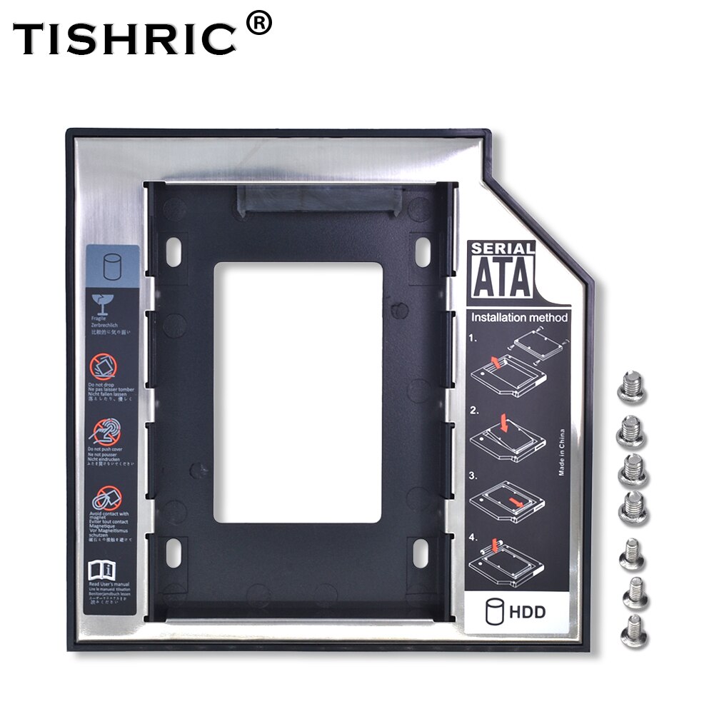 Tishric plastic aluminium 9.5mm sata 3.0 hdd caddy 2.5 "optibay universal harddisk kabinet adapter dvd hdd til laptop cd ulige: Default Title