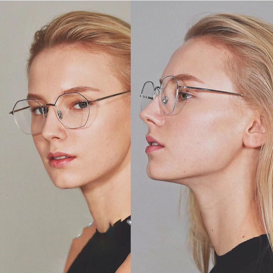 49013 Semi-Rimless Square Glasses Frames Men Women Optical Computer Glasses