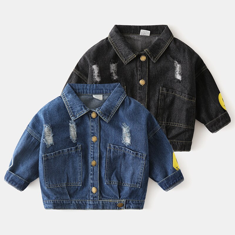 Veste denim d'automne pour enfants | Vêtements pour enfants, , version coréenne du visage épaule sourire garçon