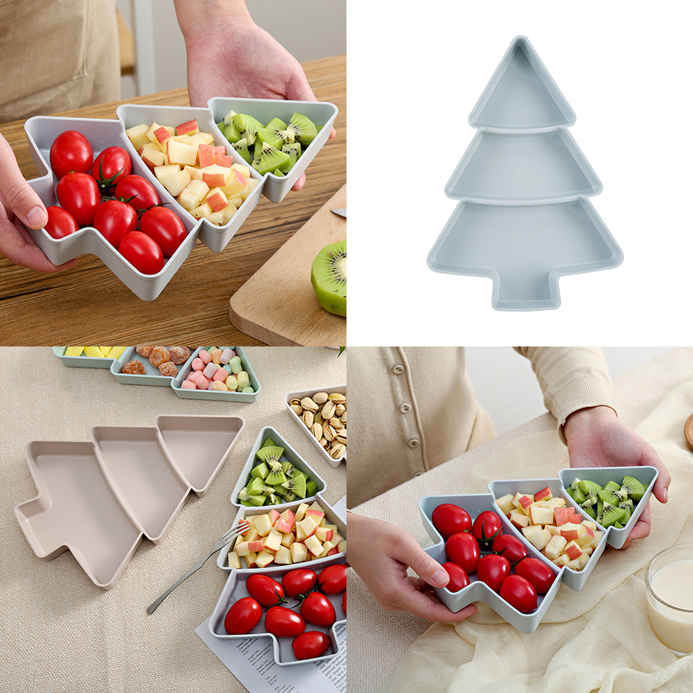 Assiettes en plastique noël bonbons noix graines Fruits | Forme créative de l'arbre de noël Snacks noix graines Fruits secs, plats bol plateau à déjeuner fournitures de cuisine de noël