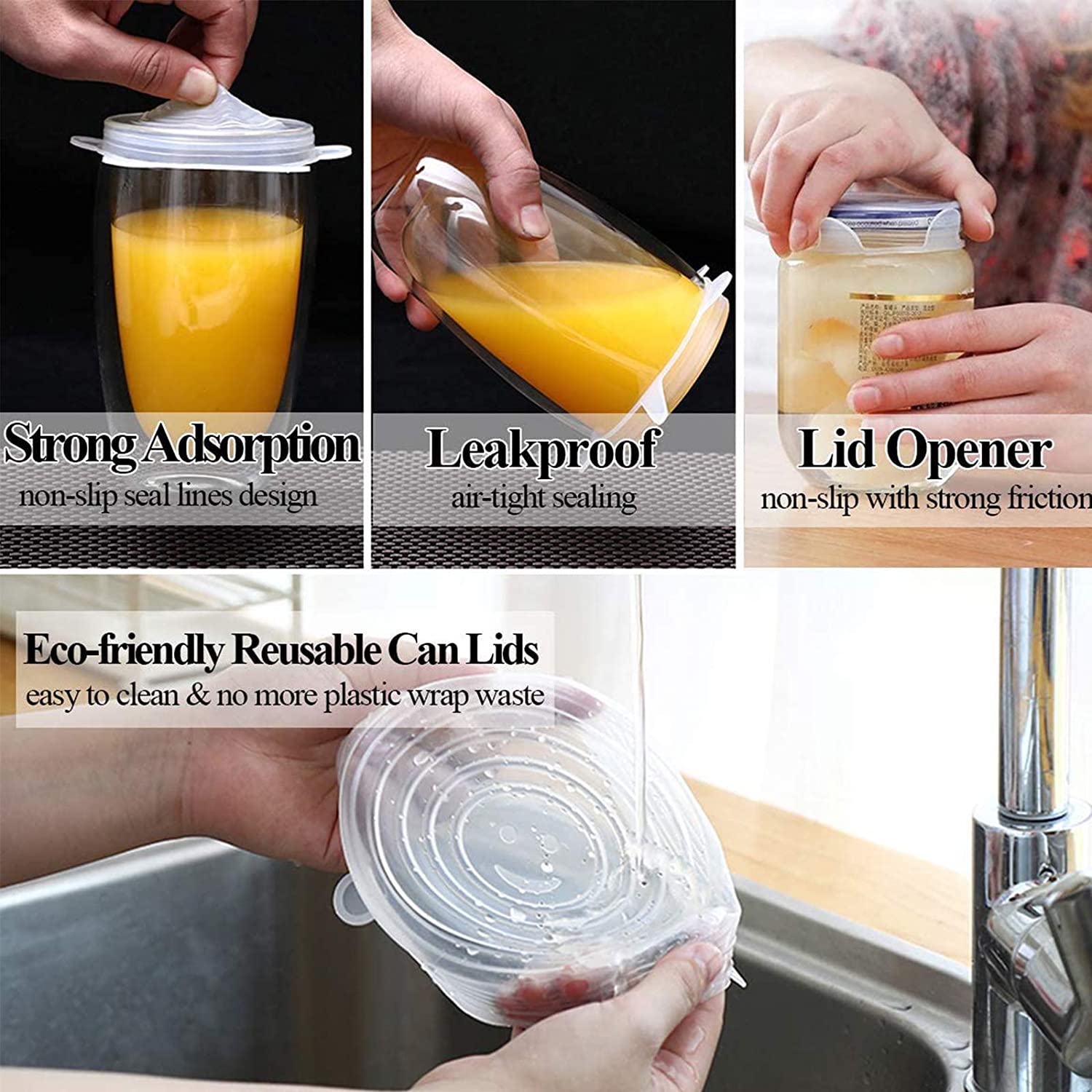 Couvercles de pots de yaourt en Silicone, 10 pièces, petits couvercles extensibles, sûrs pour les aliments, 2.6 pouces