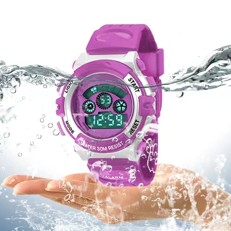 Relojes luminosos para niños LED colorido Flash Digital alarma impermeable para niños niñas fecha semana reloj de para niños